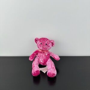 Russ Berrie Glitzy Gals Teddy Bear 5” Pink Silver Sparkly Plush Stuffed Animal